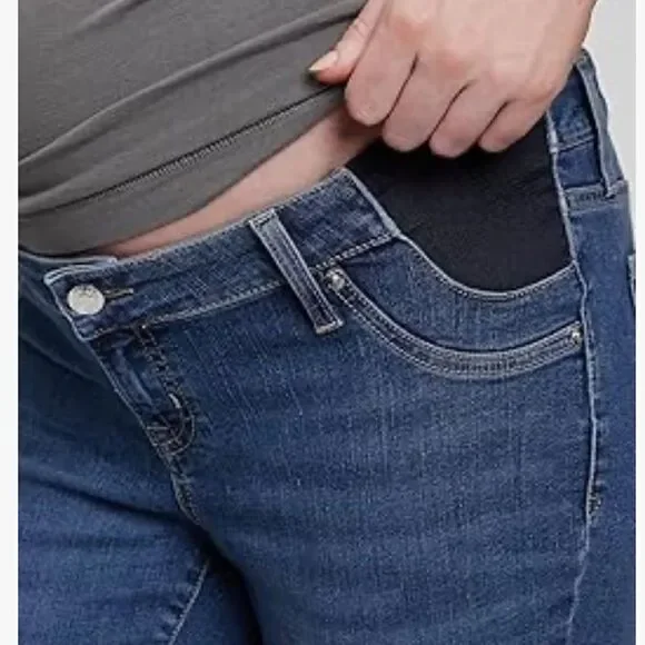 NWT- GAP Women's Maternity Inset Panel BLACK Skinny Jeans, Size 34/ 18 R - Picture 2 of 3